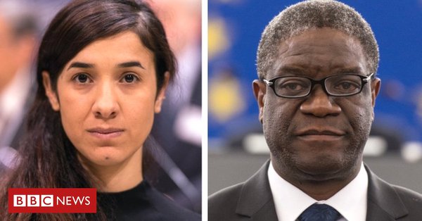 Nadia Murad and Dr. Denis Mukwege are the recipients of the 2018 Nobel Peace Prize. From Twitter.