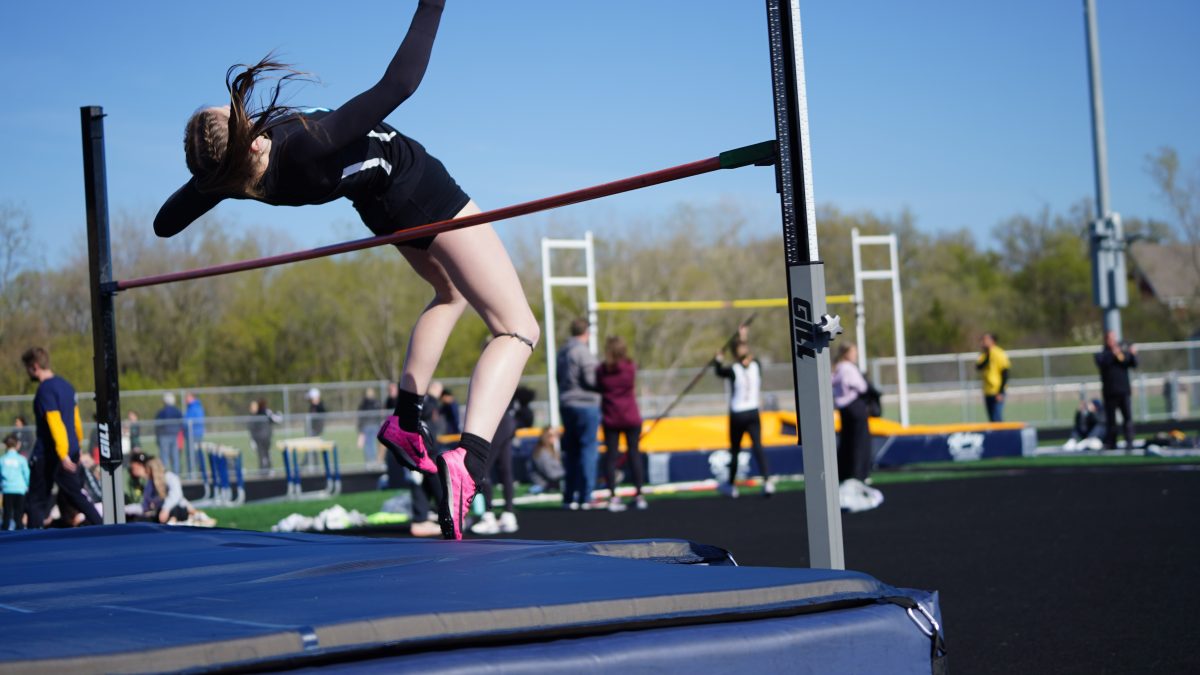 Ava Bullock attempting a jump at  Round Lake High School.